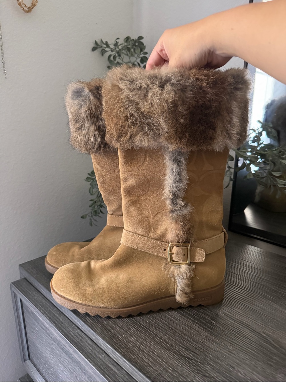 Coach Deeann Fur Trim Boots